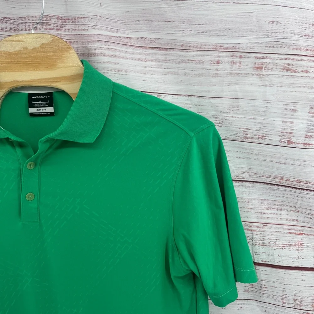 Nike Golf Dri-FIT Polo Shirt Mens Large Geometric‎ Jacquard Short Sleeve